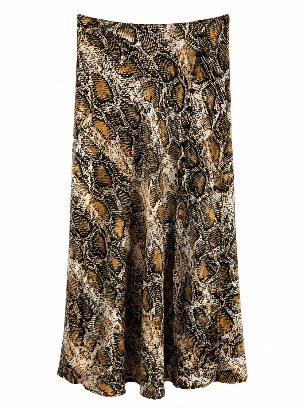 Zara Snakeskin Print Midi Skirt with Side Slit & Buttons Size M